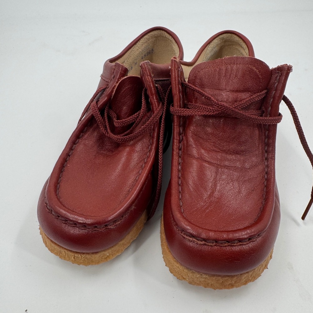 Zephyr Sportees‎ Women Red Leather Moc Toe Lace Up Crepe Sole Shoes Size 5.5 M